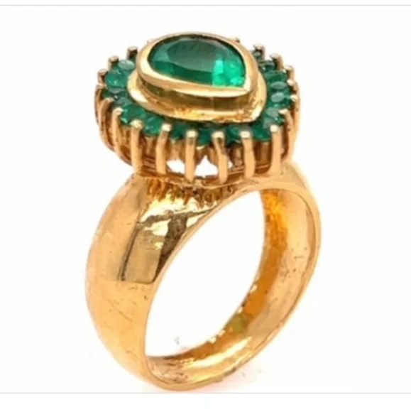18K COLOMBIAN Emerald Bridal Ring - Picture 4 of 4